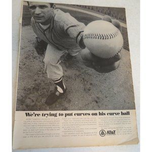 1967 AT & T Advertising Print Ad We're trying to put curves on his curve ball
